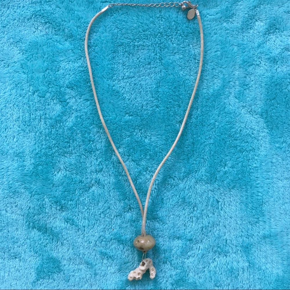 Boho Sea Coral Charmed Slip Beaded Cord Necklace